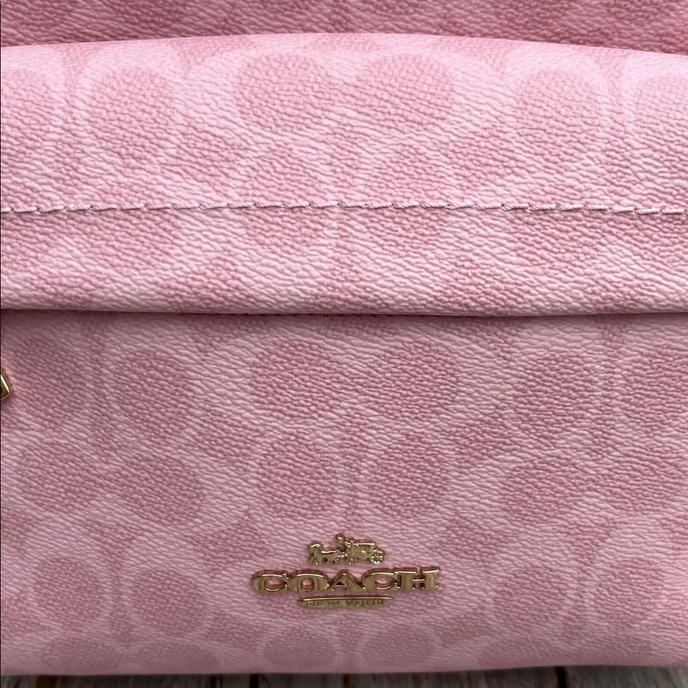 Coach Taylor Small Backpack In Signature Canvas With Charms Bag Powder Pink
